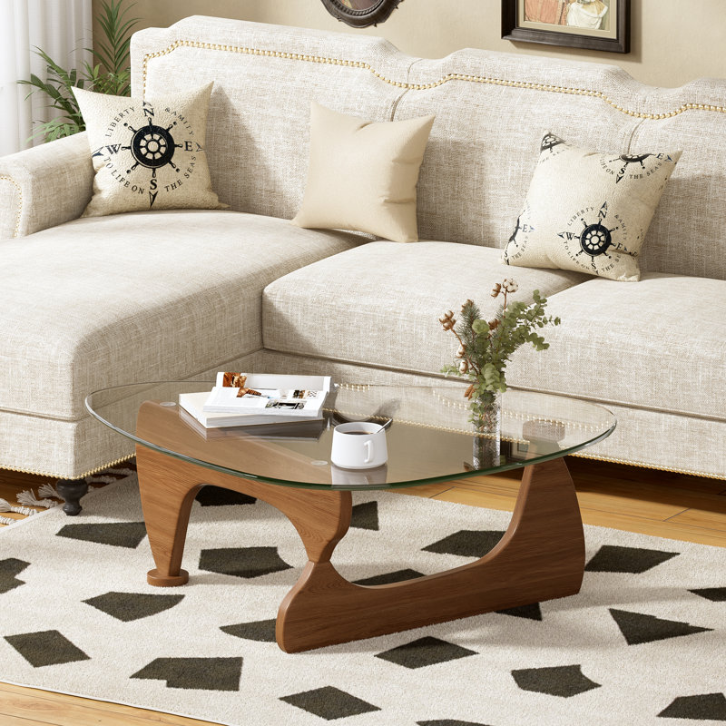Ivy Bronx Coffee Table - Glass Top Coffee Table, 50'' Triangle